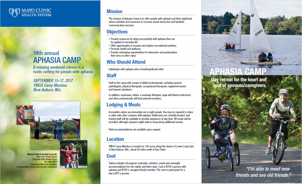 Aphasia Camp 2017 brochure pic 1